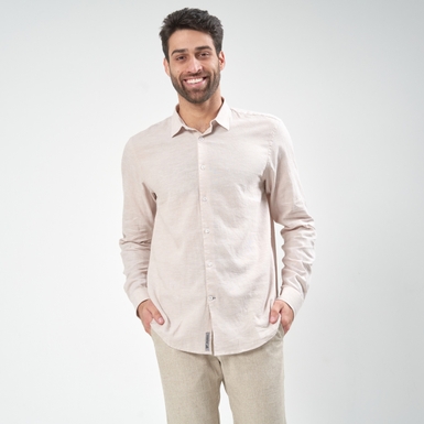 CAMISA LINHO MANGA LONGA BEGE PADRÃO