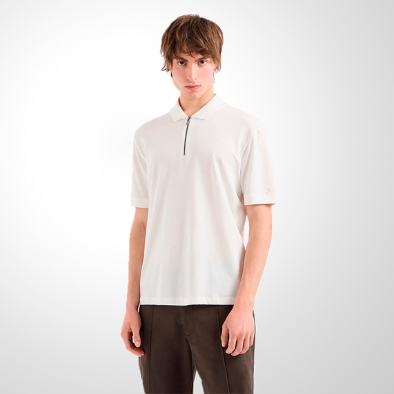 POLO ARMANI EXCHANGE REGULAR FIT MILIEU COTTON STRETCH OFF-WHITE