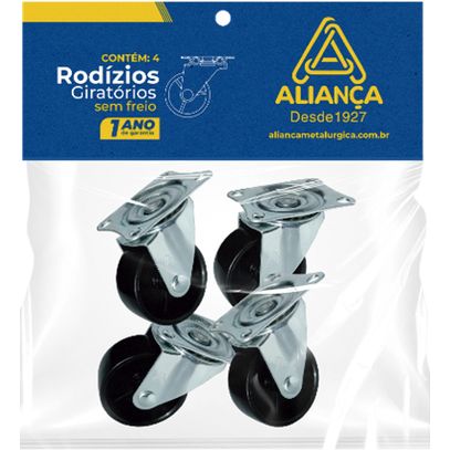 RODIZIO MESA ZINC CARTELA PRETO 50mm ALIANCA(4)