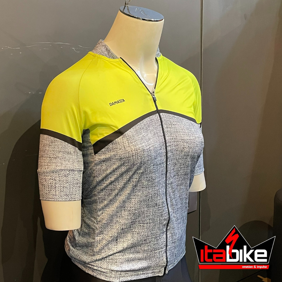Camisa Damatta Bike Retro Cinza e Amarela
