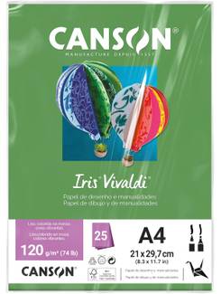 PAPEL IRIS VIVALDE 120G 25FL A4 - VERD CLARO - UN - CANSON