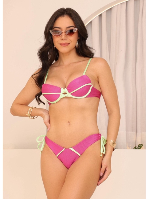 BIQUÍNI MEIA TAÇA CALCINHA DE AMARRAR ROSA COLEÇÃO VERANO