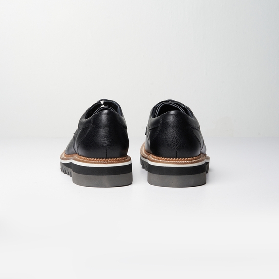 SAPATO MASCULINO CASUAL DERBY COURO PRETO PADRÃO