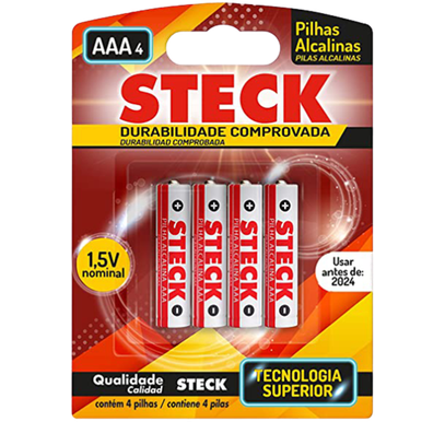 PILHA ALC PALITO(AAA) BLIS(4) STECK