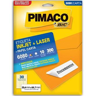 ETIQ INKJET/LASER CARTA 10FL 6080 - 25X66 - UN - PIMACO