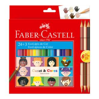 LAPIS DE COR CARAS E CORES 24 CORES + 6 TONS DE PELE - UN - FABER