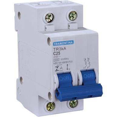 DISJUNTOR TRAMONTINA TR3KA  CURVA C 25 AMPERES 2P