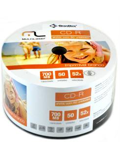 CD-R IMPRIMIVEL 700MB 80MIN VEL.52X C/50 - CD052 - UN - MULTILASER