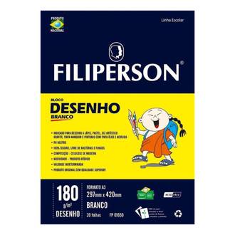 BLOCO DESENHO 180G A3 20FL - 01650 - BRANCO - UN - FILIPERSON