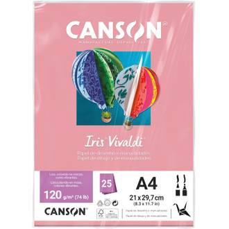 PAPEL IRIS VIVALDE 120G 25FL A4 - ROSA CLARO - UN - CANSON