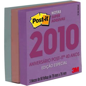 POST IT BLOCO ADESIVO 270F - 76X76 - C/3 P/ VIAJAR - UN - 3M