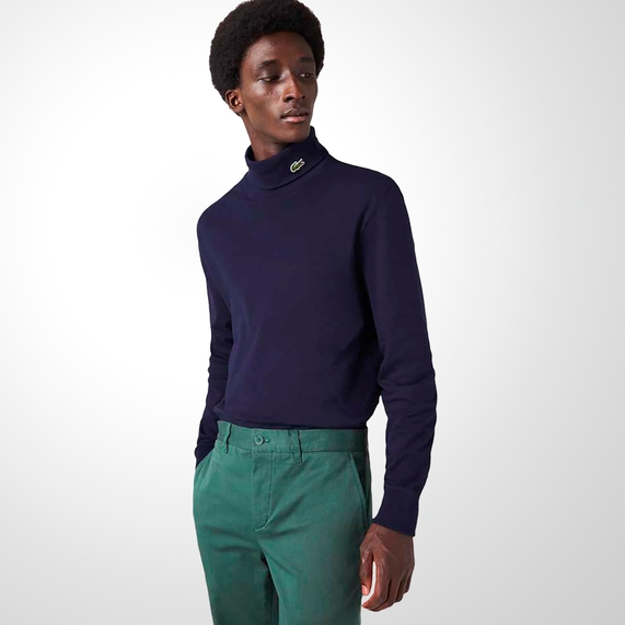 CAMISETA MASCULINA GOLA ALTA MANGA LONGA MARINHO LACOSTE