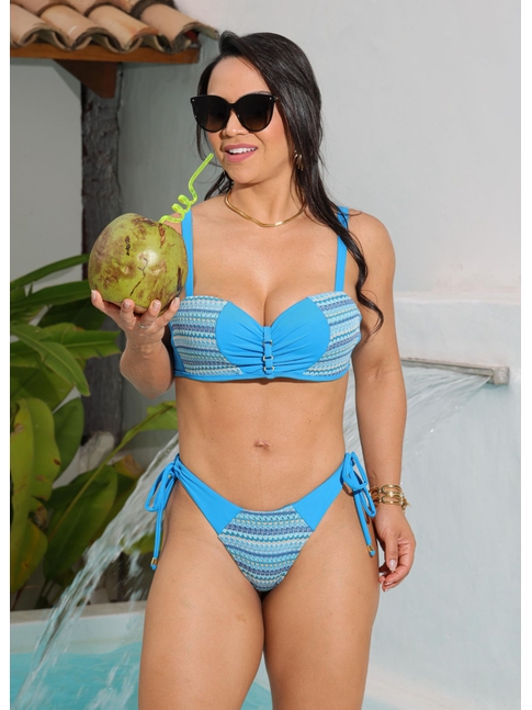 BIQUÍNI TOP CALCINHA DE AMARRAR AZUL COLEÇÃO ÁGUA DE COCO