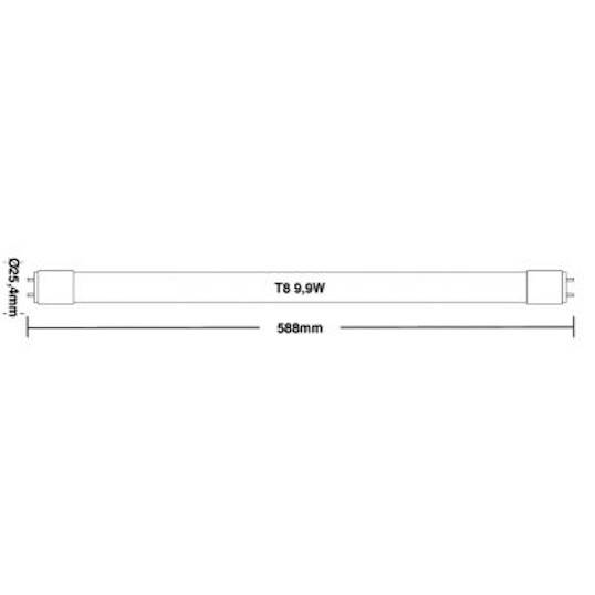 LÂMPADA LED TUBULAR T8 TASCHIBRA LUZ BRANCA 6500K 09W BIVOLT
