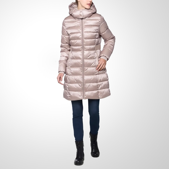 JAQUETA FEMININA PUFFER ALONGADA MATELASSE CAPUCCINO CALVIN KLEIN