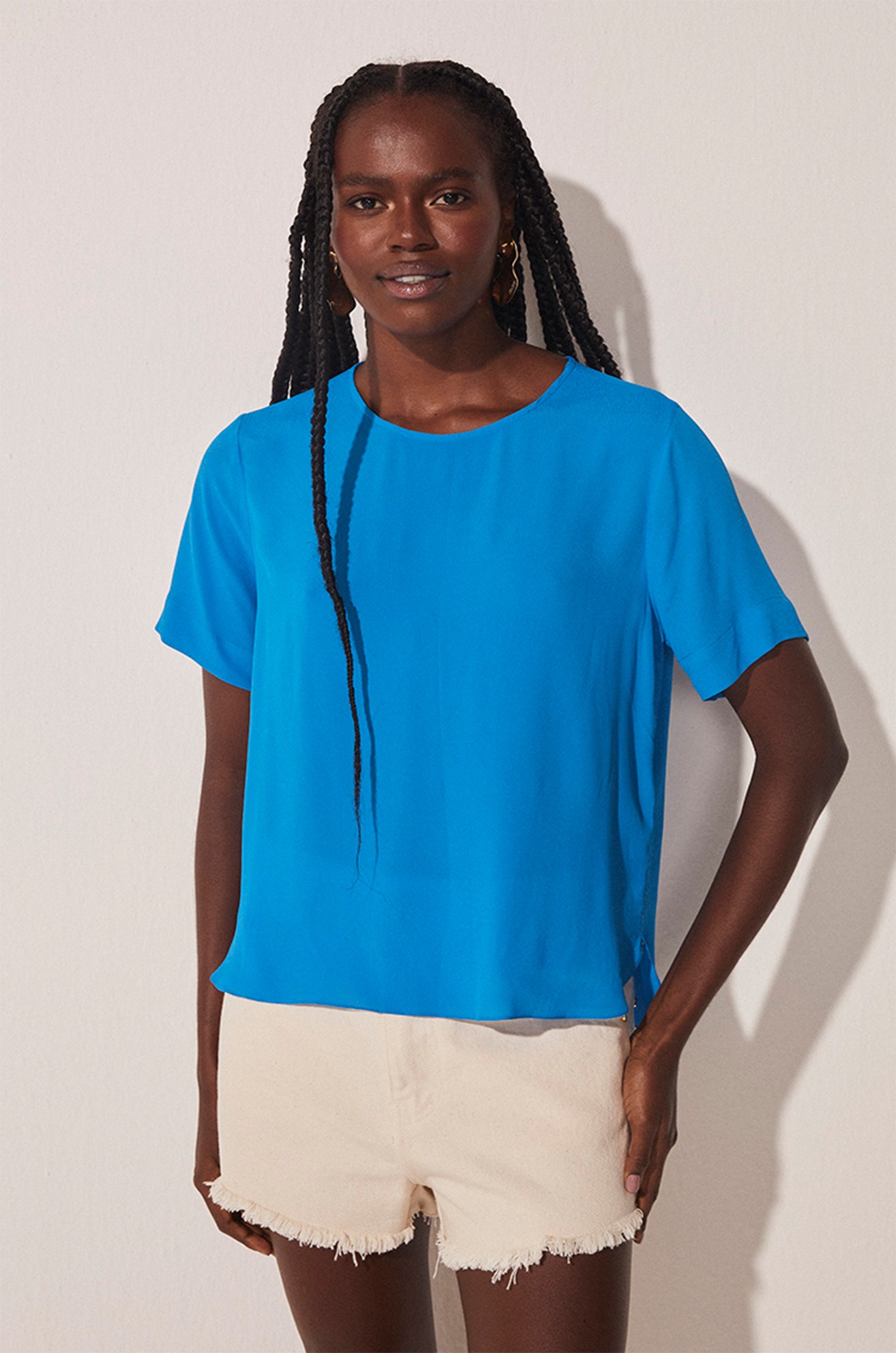 Blusa manga curta águas fluidas