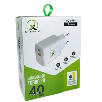 CARREGADOR TOMADA USB TURBO 40W - XC-UR98 - BRANCO - UN - X-CELL