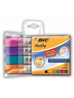 MARCADOR PINCEL QUADRO BRANCO C/4 CORES - UN - BIC