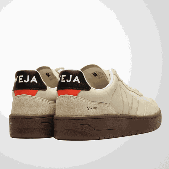 TÊNIS VEJA MASCULINO V-90 LEATHER BEIGE ALMOND BLACK