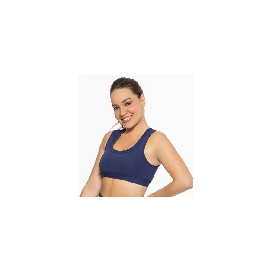Top Fitness Médio Impacto Feminino Roma Azul Escuro