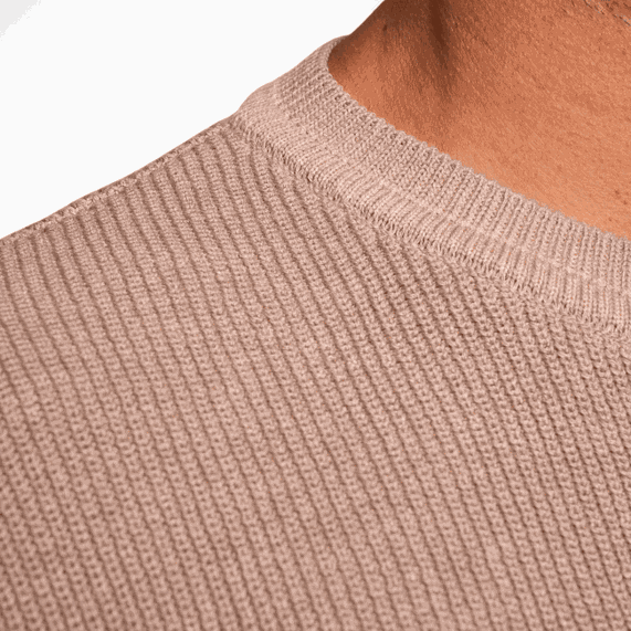 TRICOT MASCULINO PADRÃO GOLA CARECA BEGE