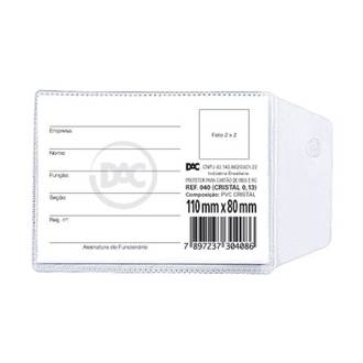 PROTETOR P/ CARTAO INSS/RG 110 X 80MM - 040 - UN - DAC
