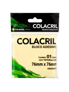 BLOCO ADESIVO 100F - 76X76MM - AMARELO - UN - COLACRIL