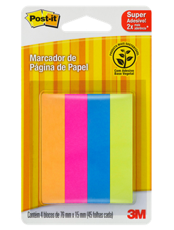 MARCADOR ADESIVO DE PAGINA 4 CORES - FLAG PAPEL - 180F - UN - 3M