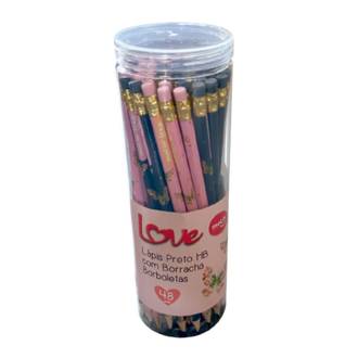 LAPIS HB LOVE BORBOLETAS C/BORRACHA - 32255 - CX 48 - MOLIN