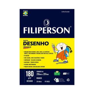 BLOCO DESENHO 180G A4 20FL - 01652 - BRANCO - UN - FILIPERSON