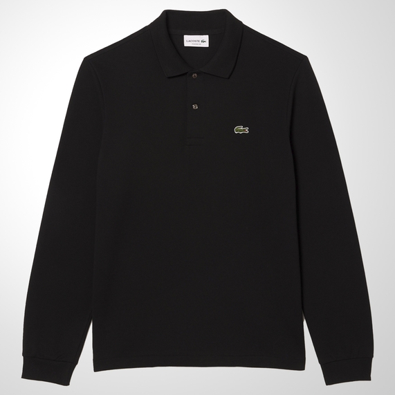 POLO MASCULINA MANGA LONGA PRETA LACOSTE