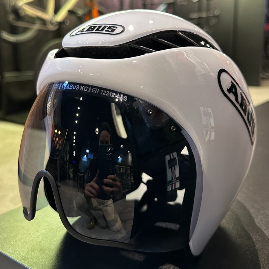 Capacete Abus GameChanger Triathlon Branco Brilhante