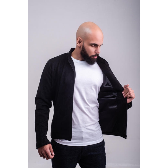 JAQUETA MASCULINA CASUAL SUEDE PRETA PADRÃO