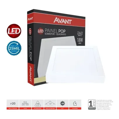 PAINEL LED EMB QUAD 18W 4000K 1260lm 22cm AVANT