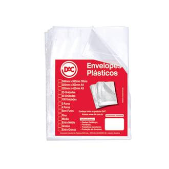 ENVELOPE PLASTICO MEDIO A4 4 FUROS C/50FL - 5078A4-50 - UN - DAC