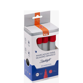 MARCADOR PINCEL QUADRO BRANCO DASHLIGHT - RECARREGAVEL - VERMELHO - CX 12 - BRW
