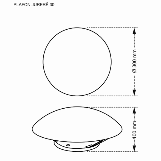 PLAFON REDONDO TASCHIBRA JURERÊ 30CM BRANCO