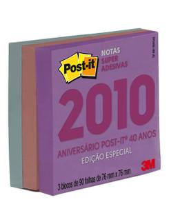POST IT BLOCO ADESIVO 270F - 76X76 - C/3 P/ VIAJAR - UN - 3M