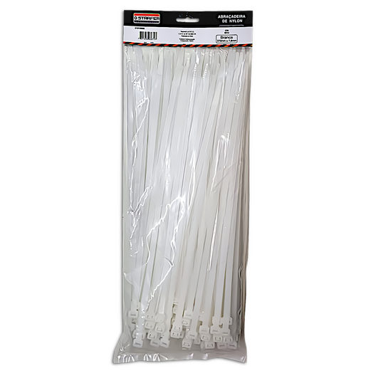 ABRAÇADEIRA DE NYLON STARFER COM 100 UNIDADES BRANCA 200 X 3.6MM