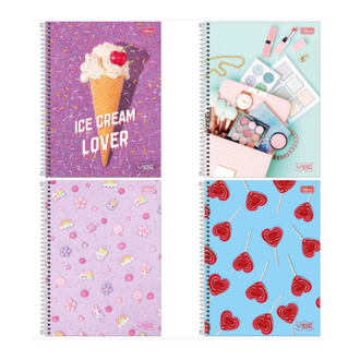 CADERNO UNIV CAPA DURA 1X1 80FLS - VIBE FEM - UN - TILIBRA