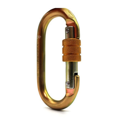 MOSQUETÃO AÇO OVAL C/ TRAVA ROSCA 25KN SIDEUP AMARELO