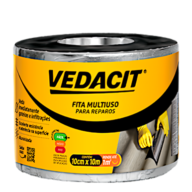 FITA MULTIUSO VEDACIT ALUMINIZADA 10CM X 10 METROS