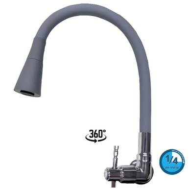 TORNEIRA PARA PIA PIM BICA MÓVEL FLEXÍVEL PAREDE CONE CINZA C37 4999 