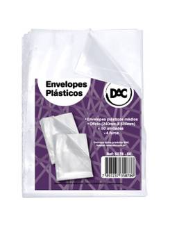 ENVELOPE PLASTICO MEDIO OFICIO 4 FUROS C/50FL - 5078-50 - UN - DAC