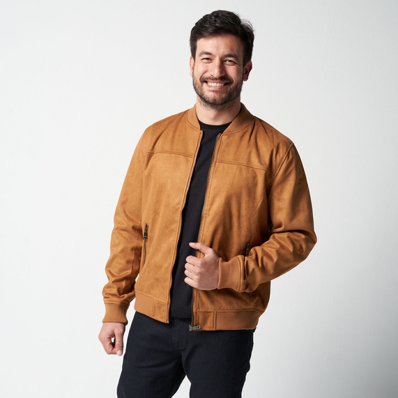 JAQUETA MASCULINA SUEDE CARAMELO PADRÃO