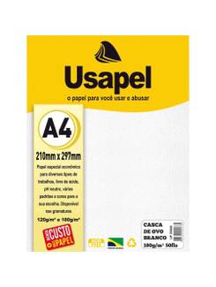 PAPEL CASCA DE OVO 180G 50F A4 25009 - BRANCO - UN - USAPEL