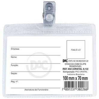 CRACHA HORIZONTAL C/ PRESILHA 70 X100MM - 450 - PCT 50 - DAC