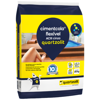 ARGAMASSA QUARTZOLIT TIPO ACIII FLEXÍVEL 20 KG CINZA USO EXTERNO