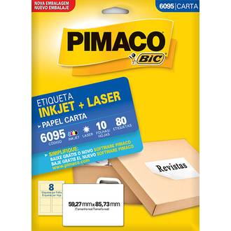 ETIQ INKJET/LASER CARTA 10FL 6095 - 59X85 - UN - PIMACO