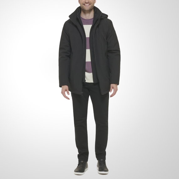 JAQUETA MASCULINA CLÁSSICA COM CAPUZ PRETA CALVIN KLEIN JEANS